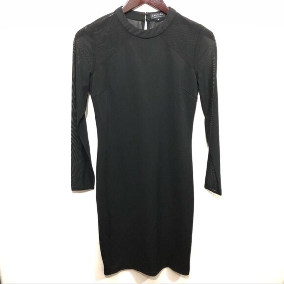 ZALORA LONG SLEEVE MESH DETAIL BODYCON DRESS - BLACK - Picture 4 of 4